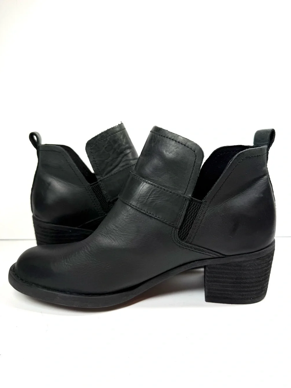 Born Royce Black Leather Buckle Ankle Boots Women’s Size 9M